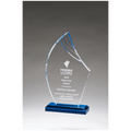 A7133: 5 1/2 x 9 3/4" Flame Series Clear Acrylic with Blue Accents and Matching Blue Acrylic Base