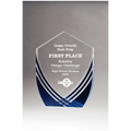 A7166 - 7 3/8" x 9 1/2" Shield Series Clear Acrylic with Polished Score Lines and Blue Metallic Accent