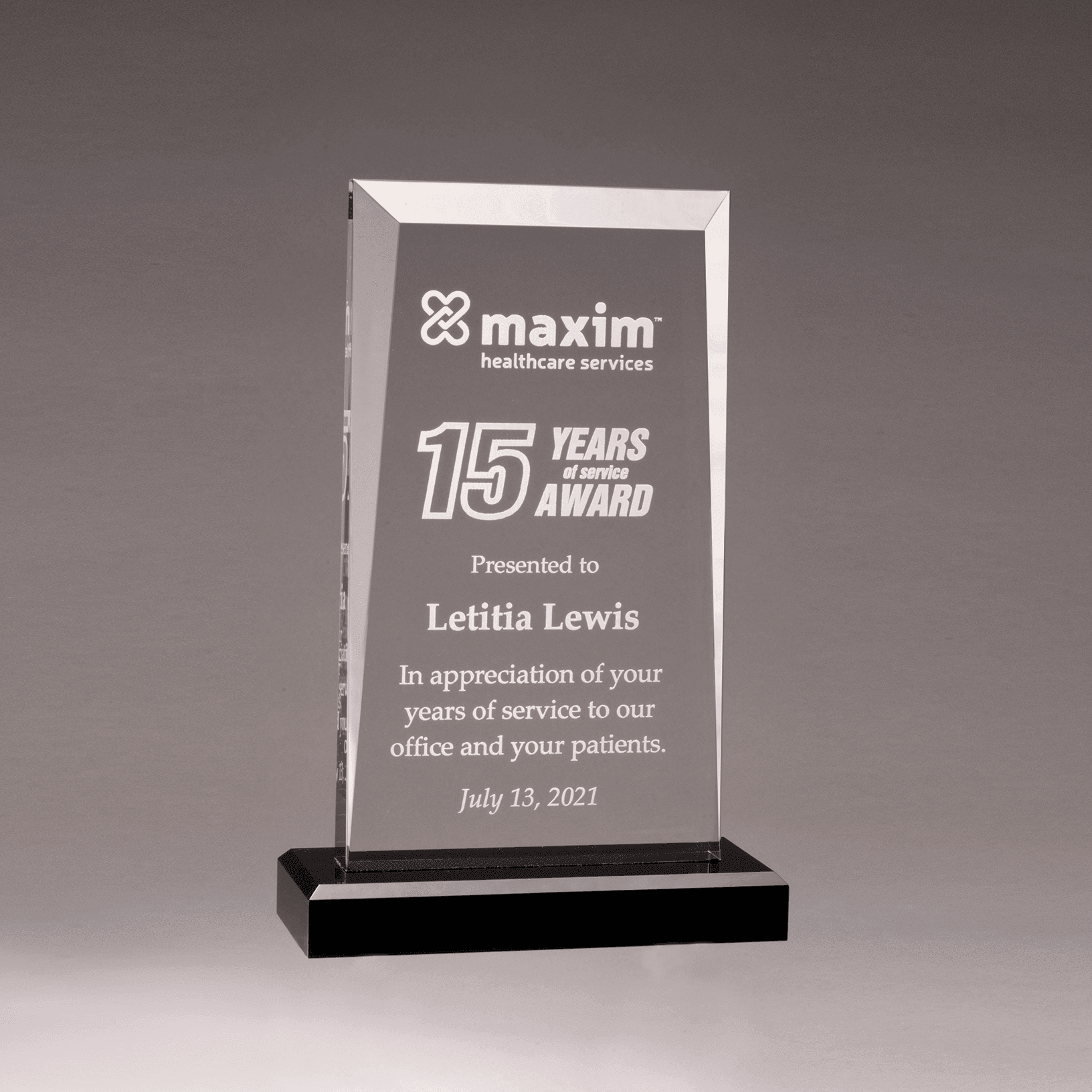 Apex Series Clear Acrylic Award with Black Base