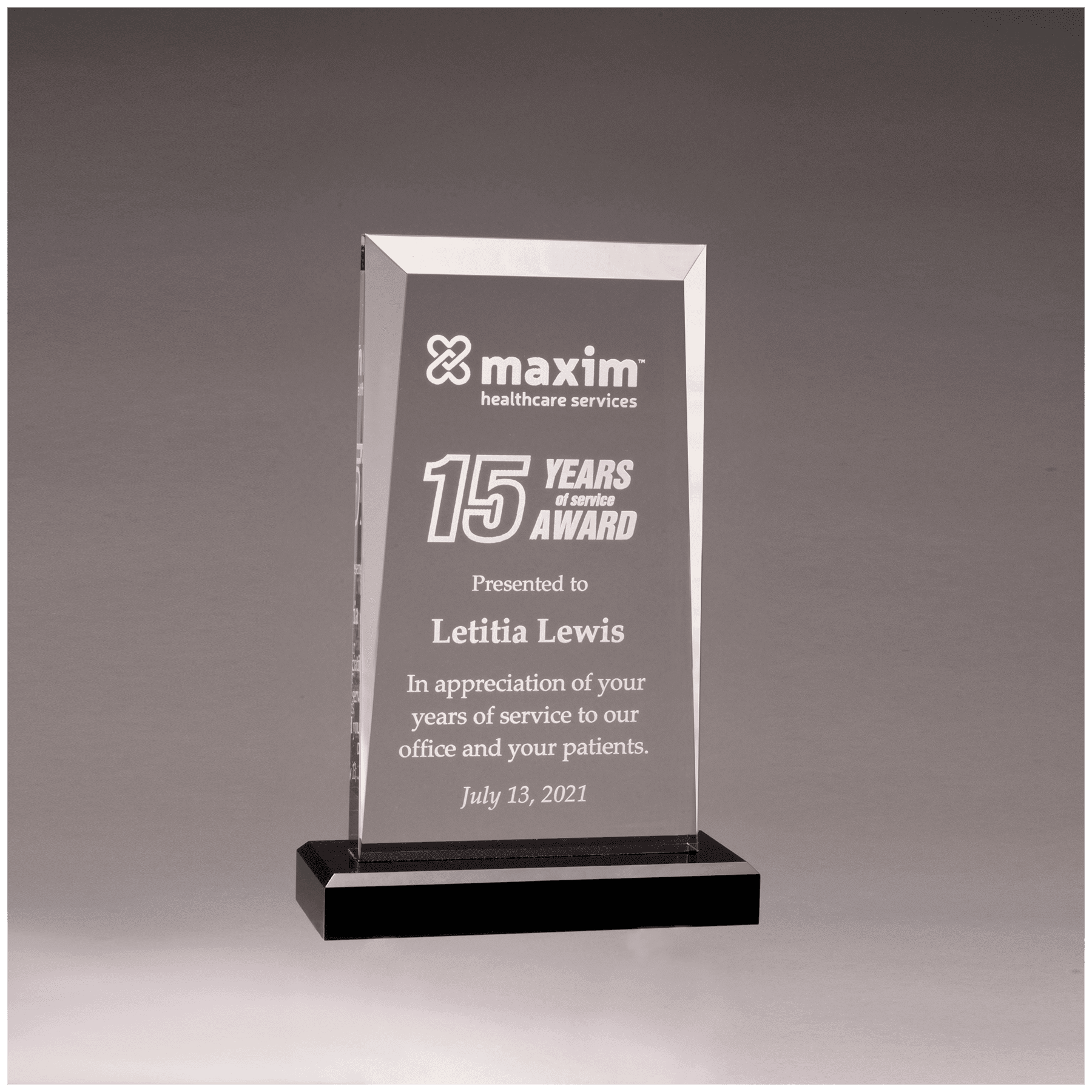6" x 9 3/4" Apex Series Clear Acrylic Award with Black Base
