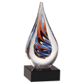 AGS1625 - 7 1/2" Teardrop Art Glass on Black Glass Base
