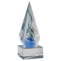 AGS2264: 7 1/8" Frosted Glass Accent Arrow Art Glass on Clear Glass Base