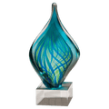 AGS2274: 8 3/4" Blue and Green Twist Art Glass on Clear Glass Base