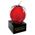 AGS60: 5 3/4" Red and Clear Glass Apple with Black Base