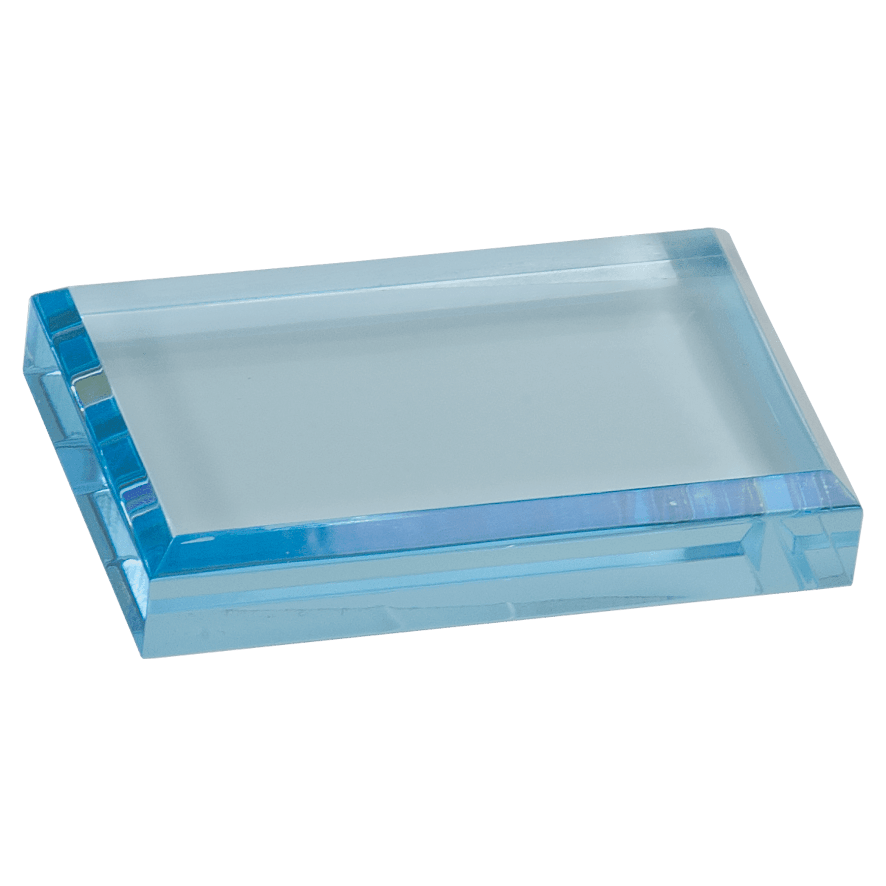 4" x 2 1/2" Blue Acrylic Paperweight