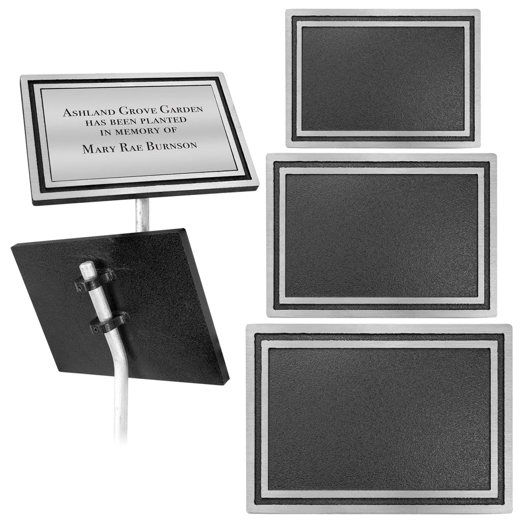 CAS Series: Silver/Black Rectangle Cast Aluminum Sign with 24" Aluminum Rod