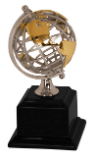 EX003: 8 3/4" Gold/Silver Globe with Black Piano Finish Base