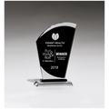 G2925 - 5 1/2" x 8 3/4" Sail Shaped Glass Award with Black Center