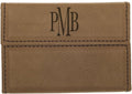 3 3/4" x 2 3/4" Dark Brown Laserable Leatherette Hard Business Card Holder