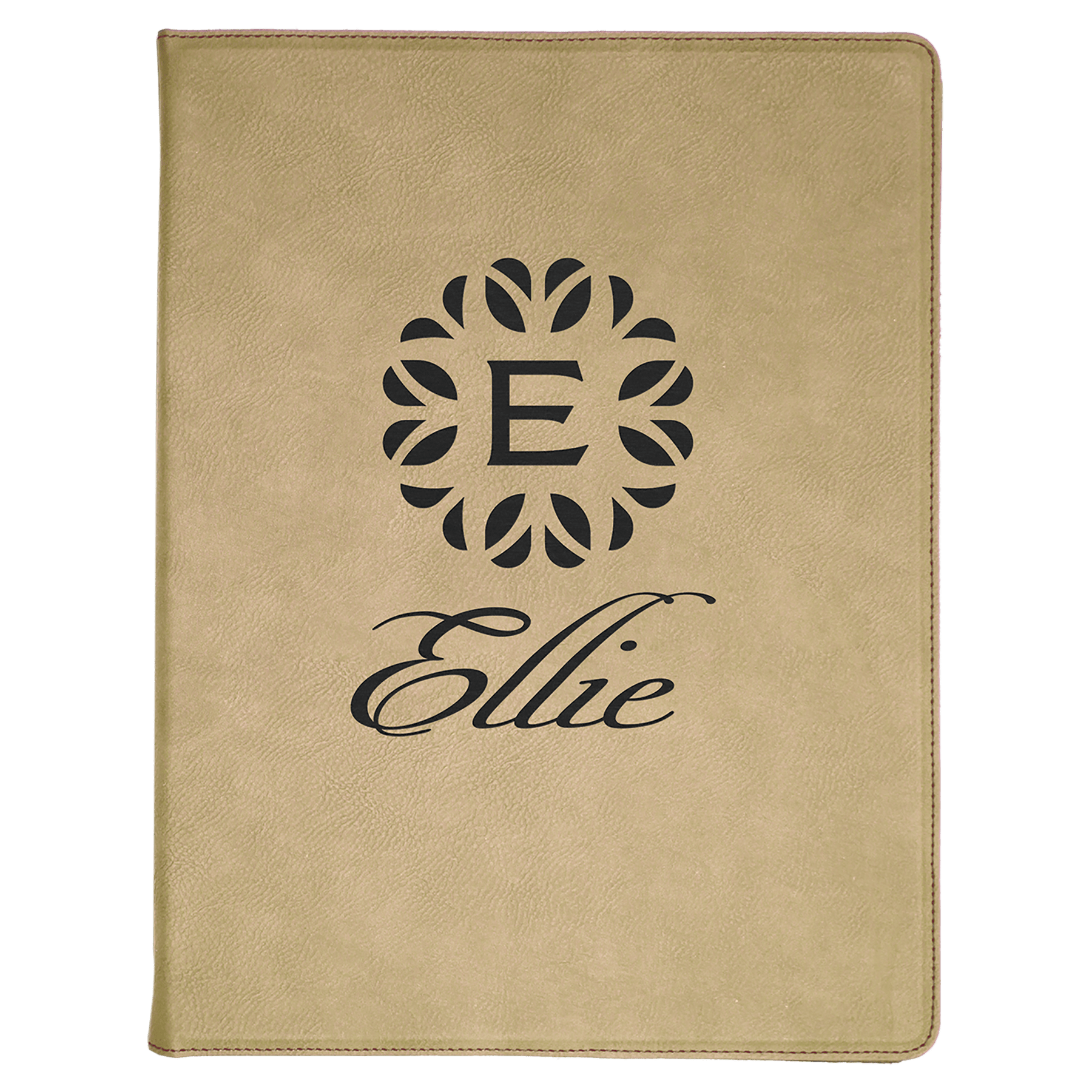 9 1/2" x 12" Light Brown Laserable Leatherette Portfolio with Notepad