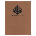 9 1/2" x 12" Dark Brown Laserable Leatherette Portfolio with Notepad