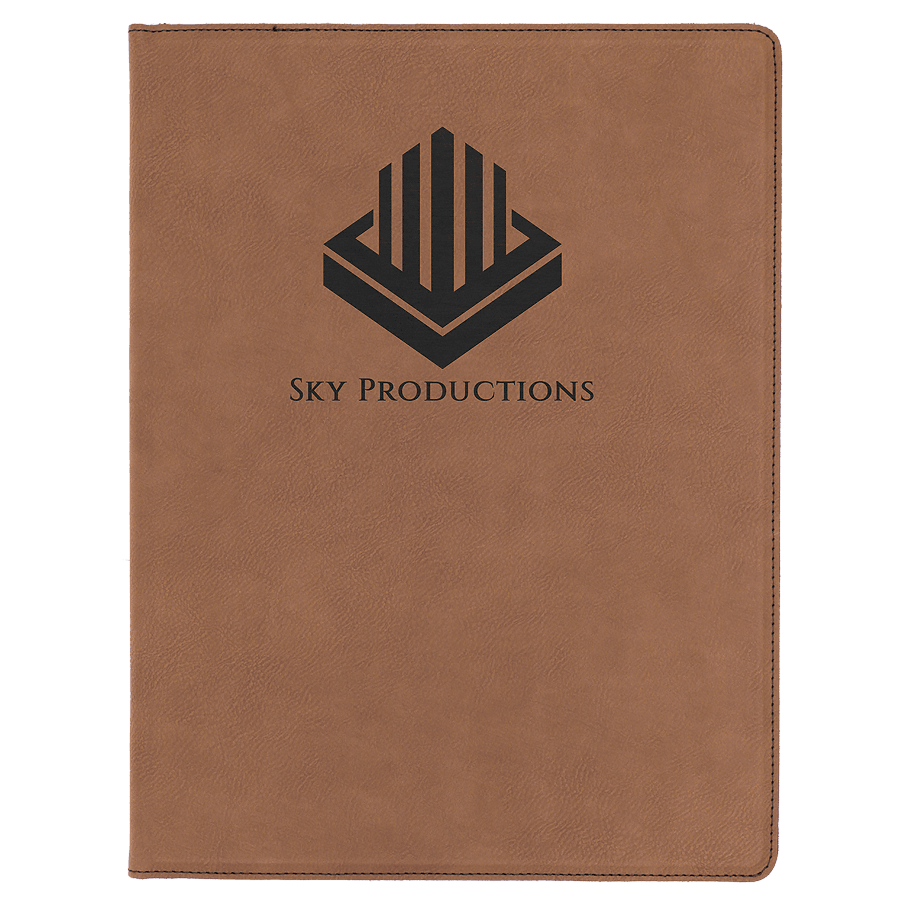 9 1/2" x 12" Dark Brown Laserable Leatherette Portfolio with Notepad