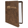 9 1/2" x 12" Rustic/Gold w/ Zipper Laserable Leatherette Portfolio with Notepad