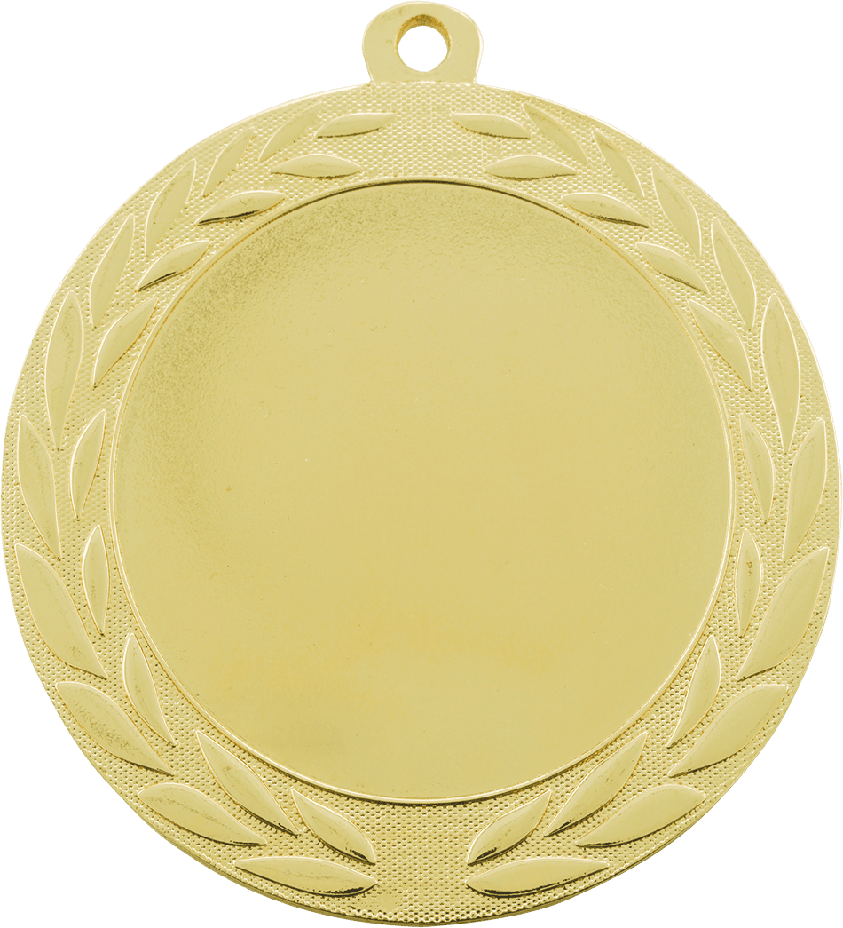 HR943G: 2 3/4" Bright Gold Wreath 2" Insert Holder Medal
