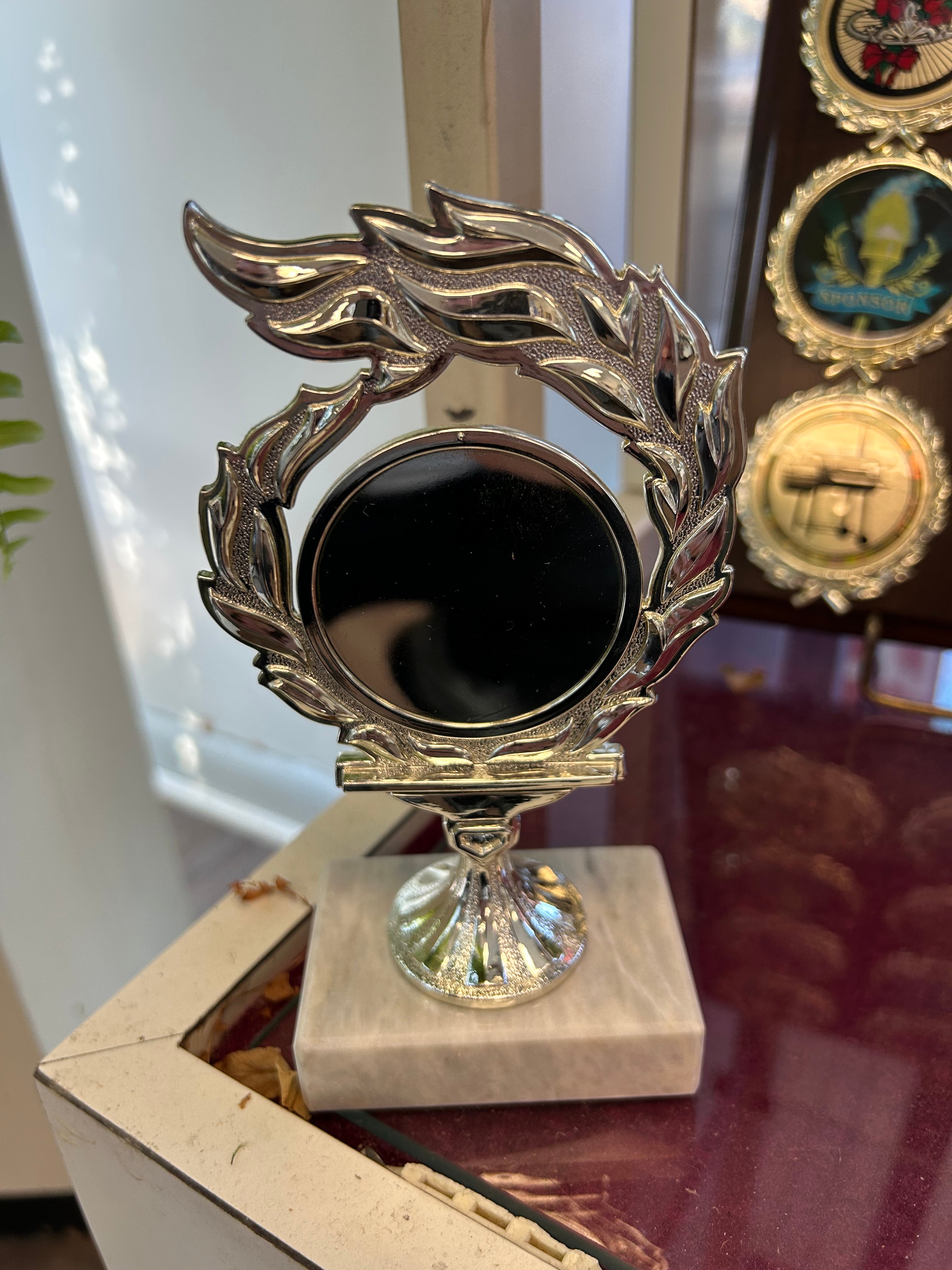 Mylar sticker and Holder on Marble base