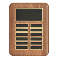 P1696: 9" x 12" /Plates 7/8" x 2 3/4" American Walnut 12 Plate Perpetual Plaque with Black Brass Header Plate