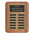 P1697: 11" x 15" /Plates 7/8" x 2 3/4" American Walnut 24 Plate Perpetual Plaque with Black Brass Header Plate