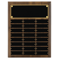 P2762: 12" x 15"/Plates 1" x 3 1/4"American Walnut 24 Plate Perpetual Plaque with Black Brass Plates