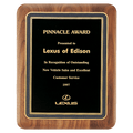 P3155: 7" x 9" American Walnut Plaque with Black/Gold Florentine Border Textured Black LaserFX Plate
