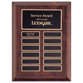 P3528: 9" x 12" Airflyte Cherry Finish Perpetual Plaque with 12 Gold Border Black Laserable Brass Perpetual Plates