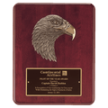 10 1/2" x 13" Rosewood Piano Finish Plaque with Finely Detailed Bronze Eagle Head Casting with Black Laserable Brass Plate