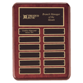 P3760: 9" x 12" Rosewood Piano Finish 12 Perpetual Plates Plaque with Black Brass Plates