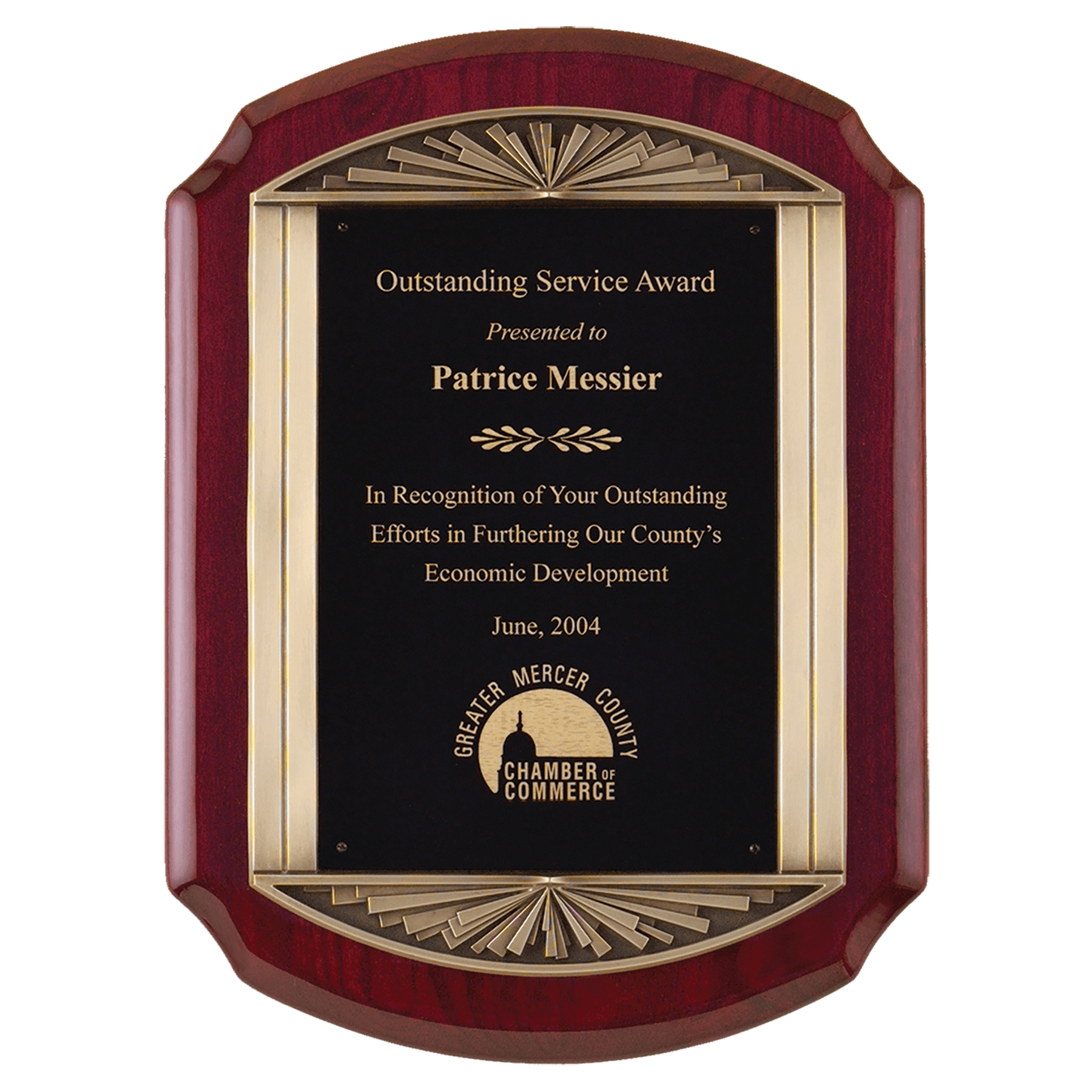 11" x 15" Piano Finish Plaque with Antique Bronze Finish Frame Casting with Black LaserFX Engraving Plate