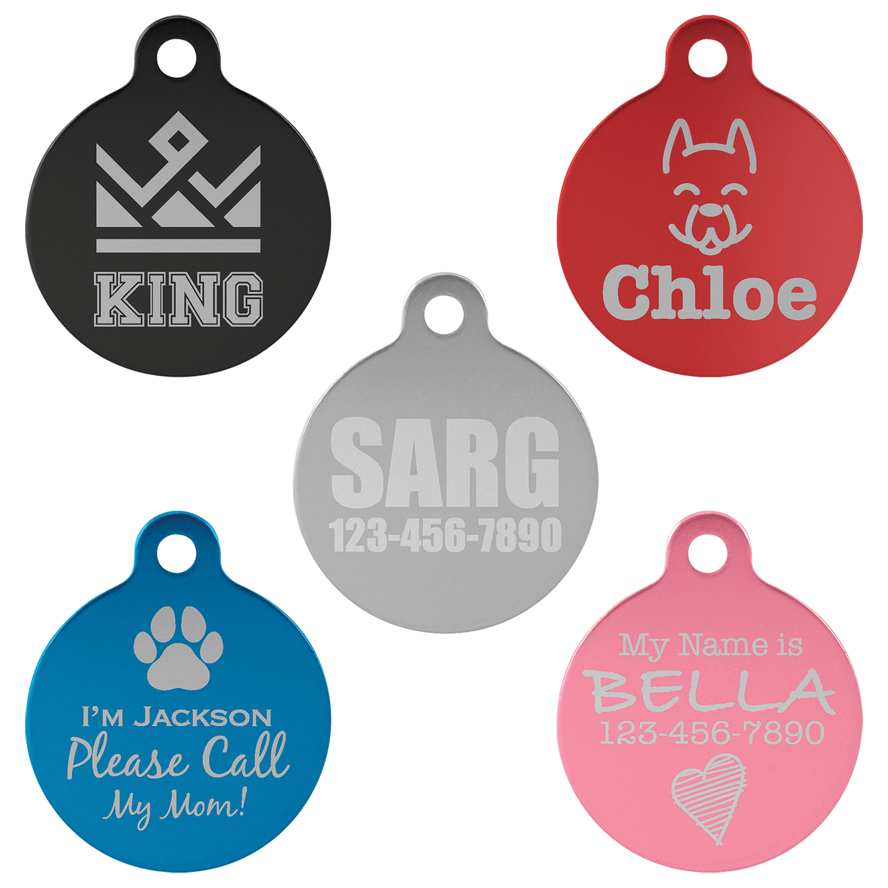 PET206: Anodized Aluminum Round Pet Tag with Tab