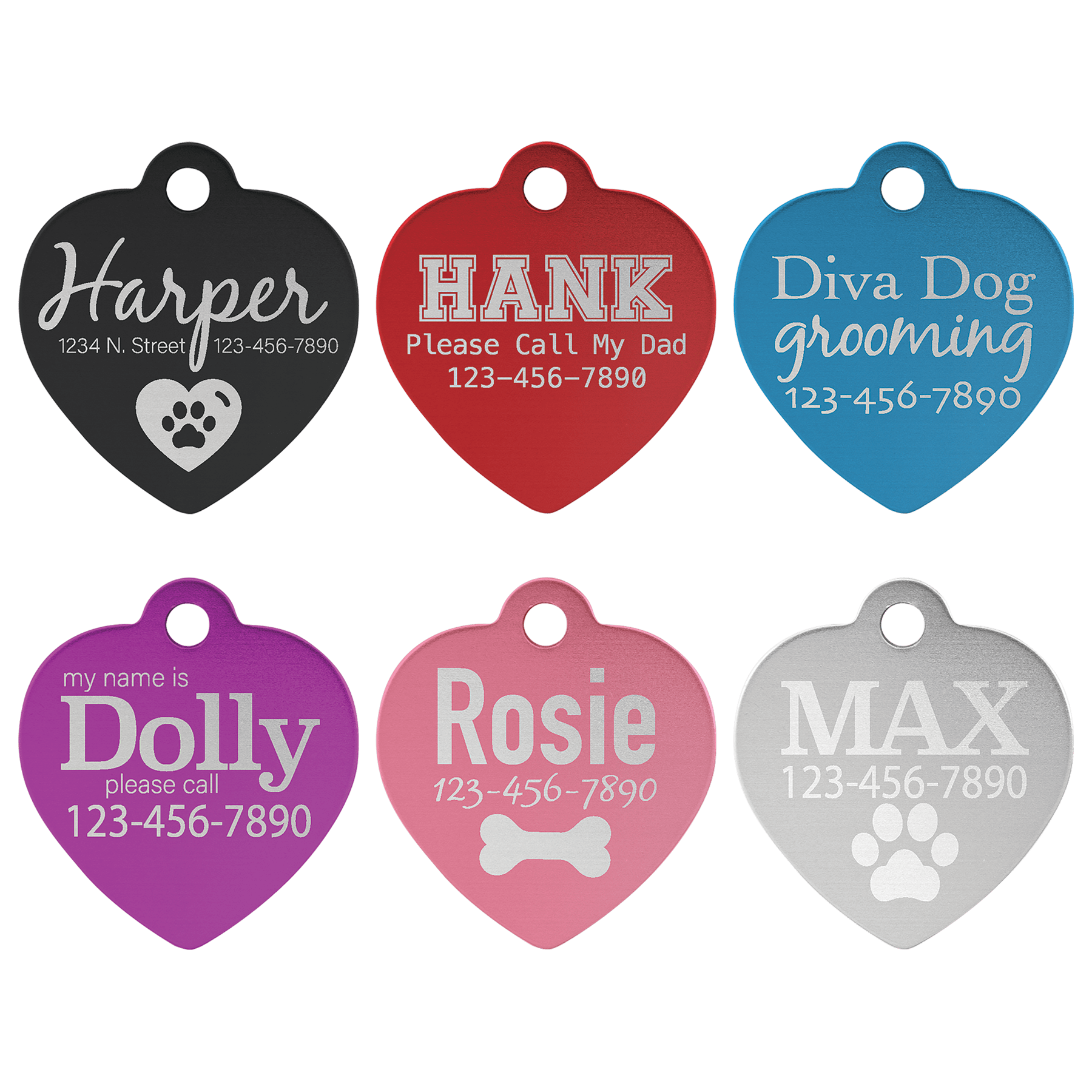 PET208: 1" x 1" Red Laserable Anodized Aluminum Heart Pet Tag