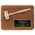 PG1686: Solid 9" x 12" Walnut Plaque with Antique Bronze Half Gavel