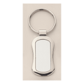 1" x 3 1/4" Polished Silver Key Ring with Matte Silver Laserable Anodized Aluminum Insert