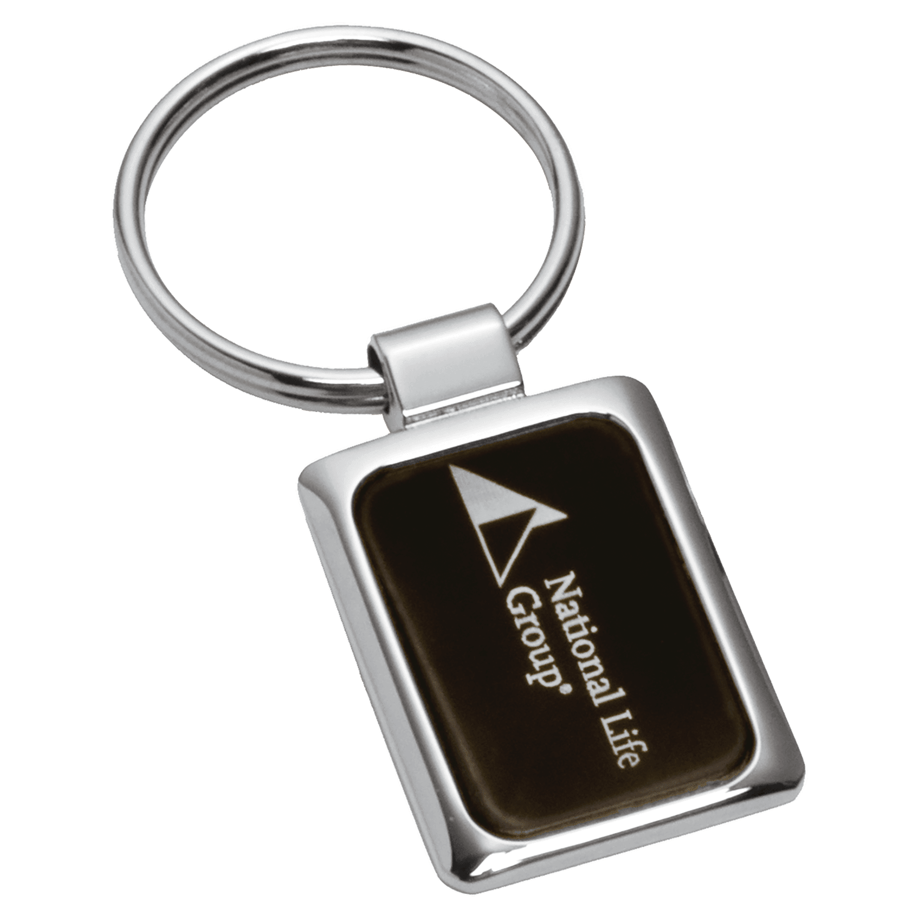 1" x 2 3/4" Chrome Plated Key Ring with Black Aluminum Insert