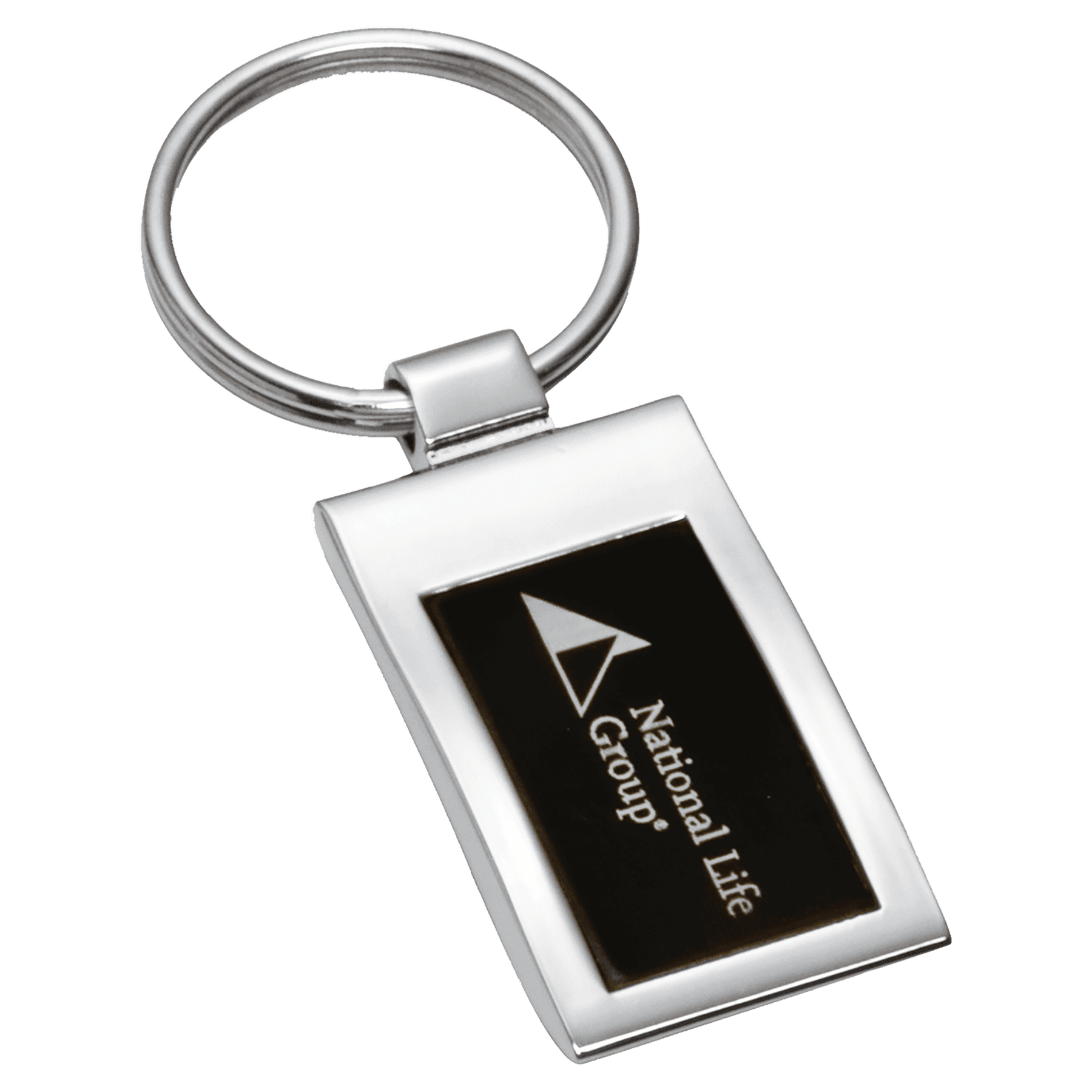 1" x 3 1/4" Chrome Plated Key Ring with Black Aluminum Insert
