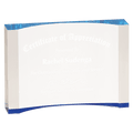 TAC47BU: 7" x 4 1/2" Blue 1" Thick Acrylic Crescent