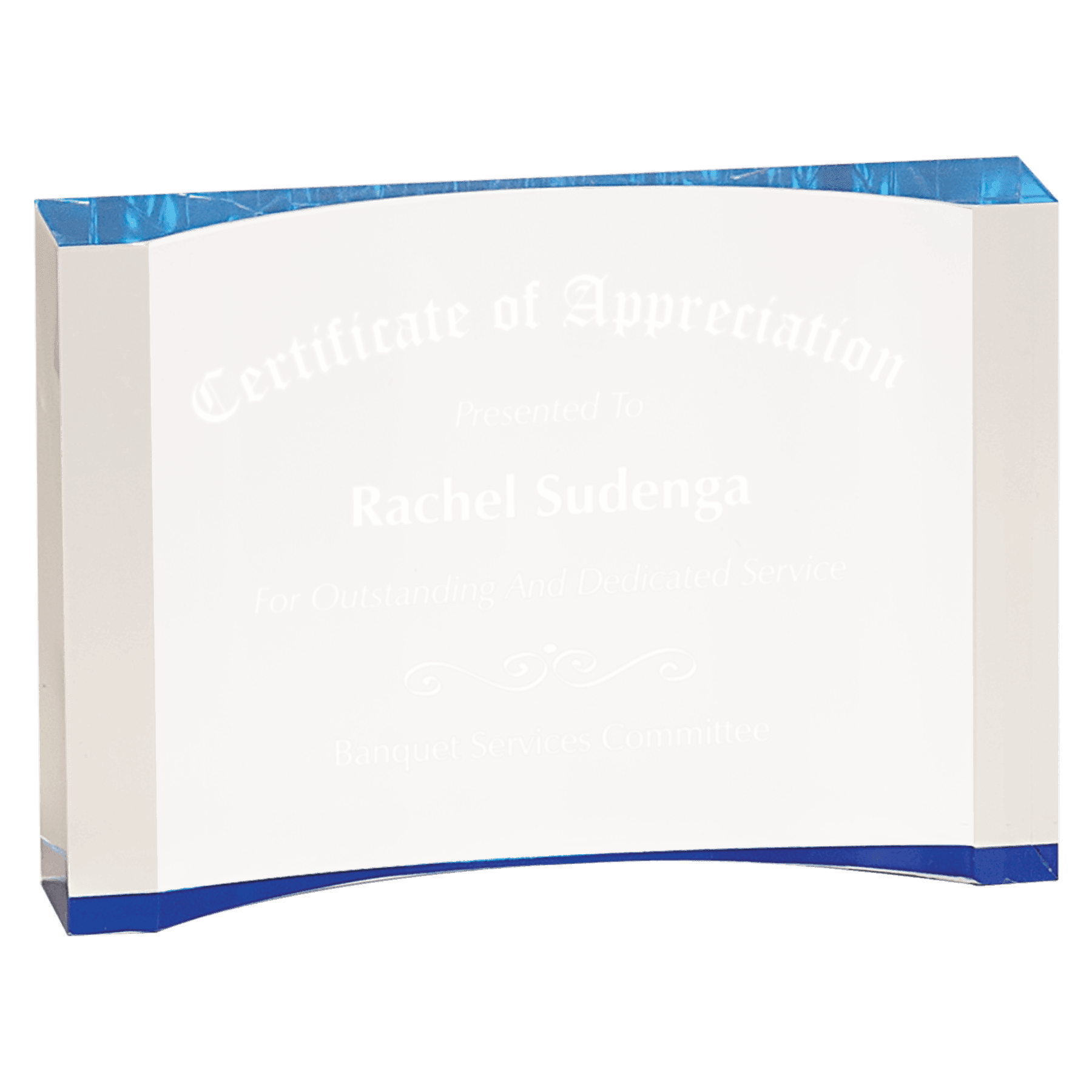 7" x 4 1/2" Blue 1" Thick Acrylic Crescent