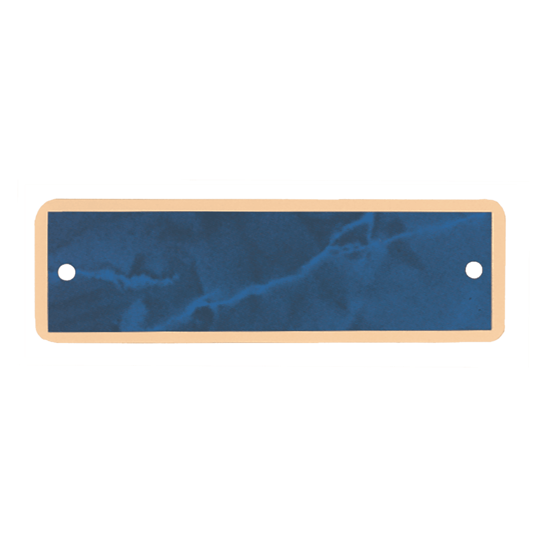 1" x 3 1/4" Sapphire Marble Plate with Gold Border and Two Holes