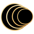 2 1/2" Round Black Laserable Brass Plate with Gold Border