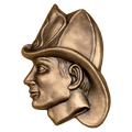 3" x 3 1/2" Antique Bronze Fireman with Helmet Relief Casting