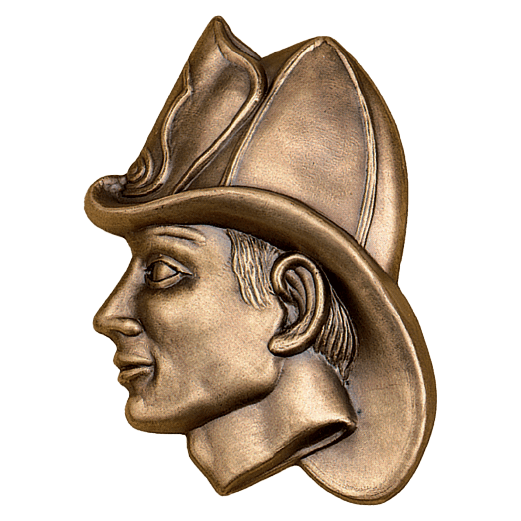 3" x 3 1/2" Antique Bronze Fireman with Helmet Relief Casting